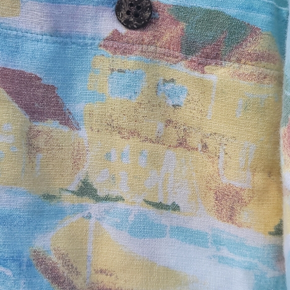 Island Republic Hawaiian Short Sleeve Shirt Blue Seaport Mens XLARG Cotton Rayon - Picture 6 of 8